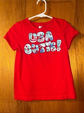 Girls' Red Short-Sleeve Graphic Tee - USA Cutie